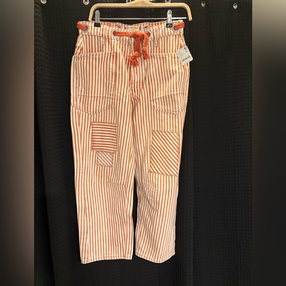 Free People We The Free Moxie Railroad Low-Slung Jeans 24 Color: Citrus NWT - Picture 4 of 7